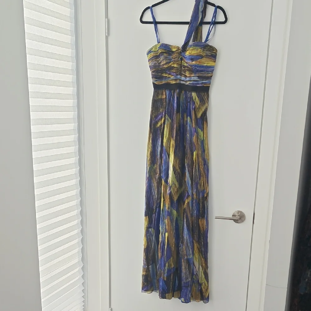 BCBGMaxAzria Silk Metallic Inga Maxi Dress NWOT - Picture 3 of 7